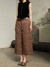 INTO THE EAST Dark Brown Paisley Pattern Quilted Capri Pants ITE-E1DGSC020NCC21PT-HUA Pattern